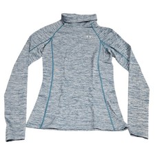 Under Armour Coldgear Pullover Womens Small Blue Athletic Long Sleeve Thumbholes