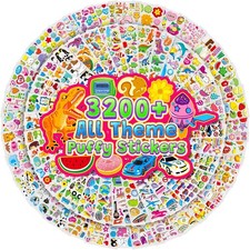3200 Puffy Animal Stickers for Kids: Craft, Classroom Reward, Party Gift