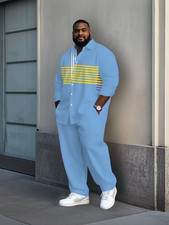Men's Outfit 2 Piece Set Shirt  Pants Suit PLUS SIZE BIG 5XL