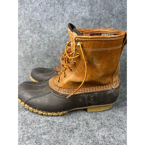 L.L. Bean Duck Boots Mens 10 Brown Gore-Tex Thinsulate Insulated Leather Rubber