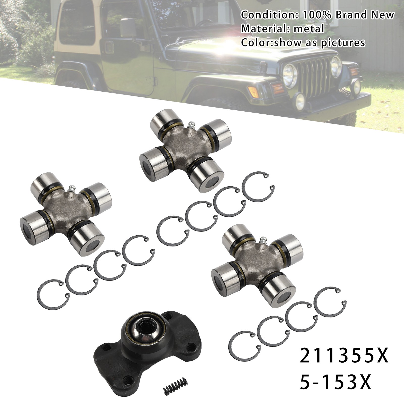 Double Cardan Joint 211355X + 5-153X For Jeep Wrangler Cherokee XJ TJ thumbnail 2