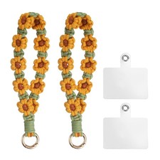 2 Pcs Cute Phone Wrist Strap with Tether Tabs, Yellow