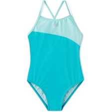 NEW Speedo Big Girls Shimmer Color-Block One-Piece Swimsuit s 10