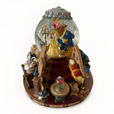 1991 Beauty & The Beast Musical Snow Globe Enchanted Love Light Up Fireplace EUC