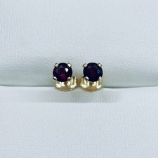 0.40 Ct 14k Yellow Gold Round Cut Garnet Solitaire Post Stud Earrings