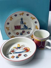 NIB Tiffany & Co. Gift For Kids Porcelain 3PC Dinner Set Made In Japan 1992