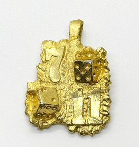 Authentic Good Luck Dice Pendant 7 11 Gold Plated Nugget Charm For Necklace or Bracelet