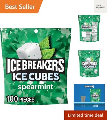 Ice Cubes Spearmint Sugar Free Chewing Gum Pouch, 8.11 oz 100 Pieces