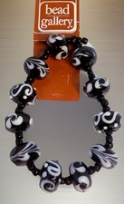 Black And White Swirl Lampwork Beads 12mm Bea...