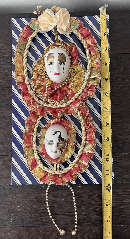 2 Mascarillas Vintage Mardi Gras Decoración de Pared Colgante de Pared Foto 4 de 4