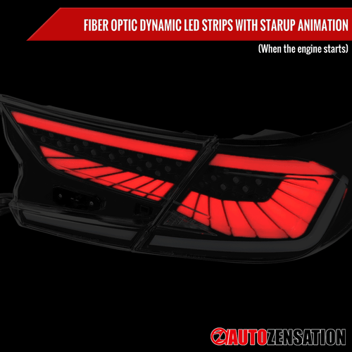 Fit 2018-2022 Honda Accord Sedan Black Tail Lights+Dynamic LED Sequential Signal - Picture 5 of 11