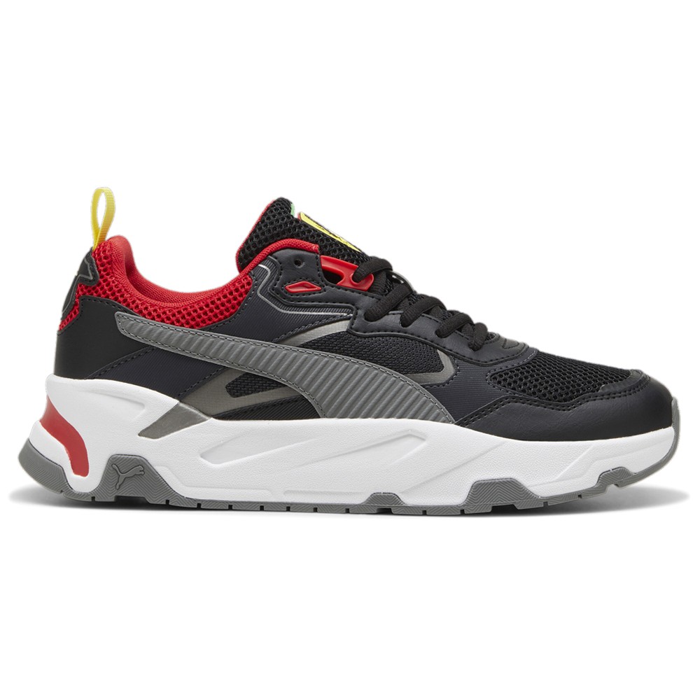 PUMA Scuderia Ferrari Trinity Black Mens Lace-Up Casual Sneakers