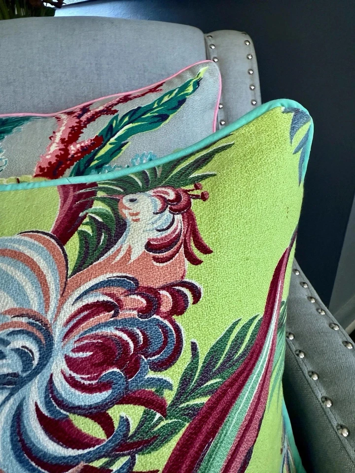 天堂鸟迈阿密海滩电力艺术装饰树皮布复古枕套 — 第 2/4 张图片