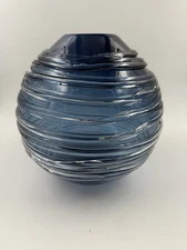 William Yeoward Studio Crystal Blue Globe Vase, Miranda, 9”