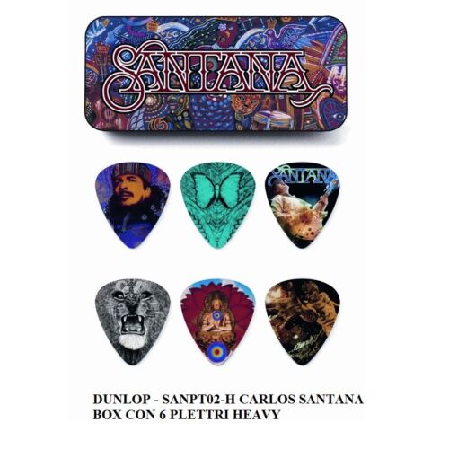 Jim Dunlop SANPT02H Santana Heavy Pick Tin BOX IN ALLUMINIO + 6 PLETTRI HEAVY - Foto 1 di 3
