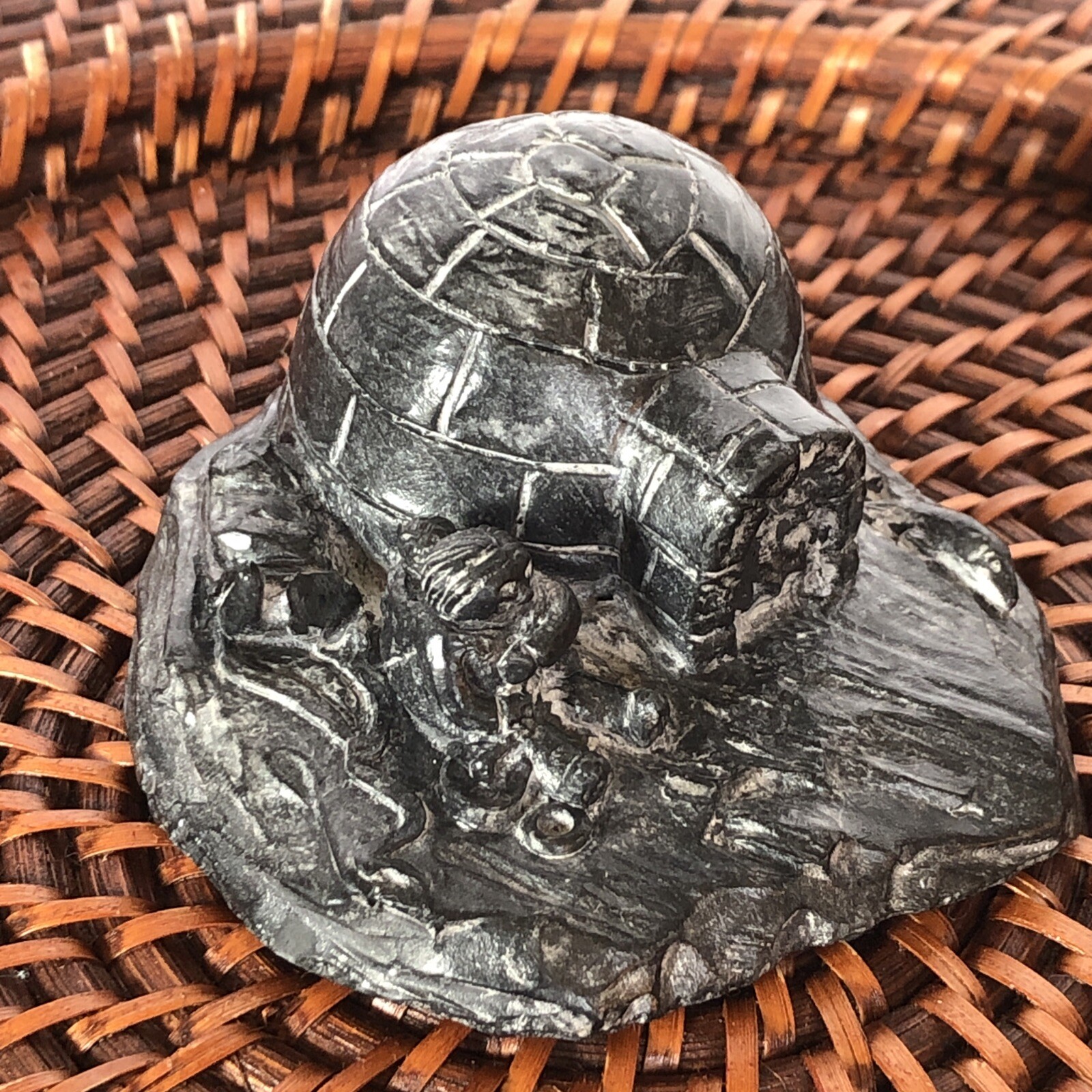 A Wolf Original Made in Canada Handmade Soapstone Sculpture Eskimo Igloos Canada