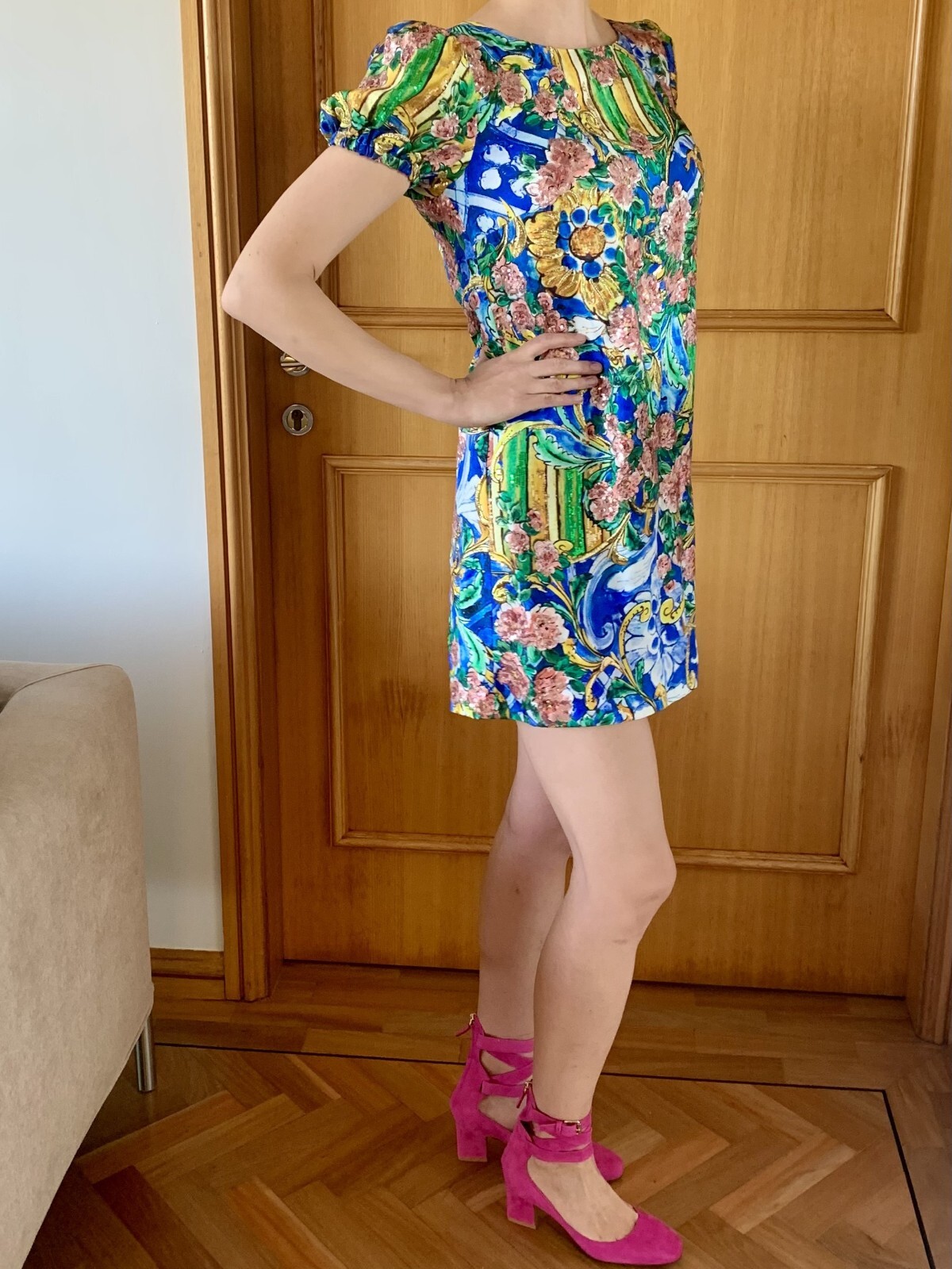 Dolce and Gabbana silk dress with sequins, size 44 image 6