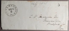 1845 Tunkhannock PA Stampless Cover/FL Black 29mm Criminal Charges Letter B5-103