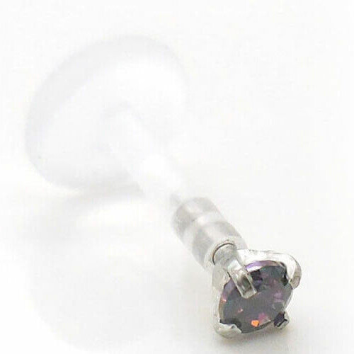Bioflex Cartilage Earrings Helix Lip Labret Rainbow Crystal 2-5mm 16G Bioplast - Picture 4 of 10