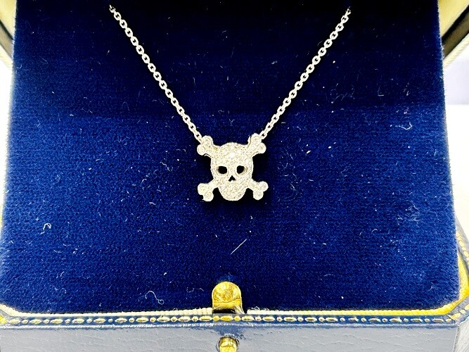 Roberto Coin Skull & Crossbones Diamond Pendant 18K White