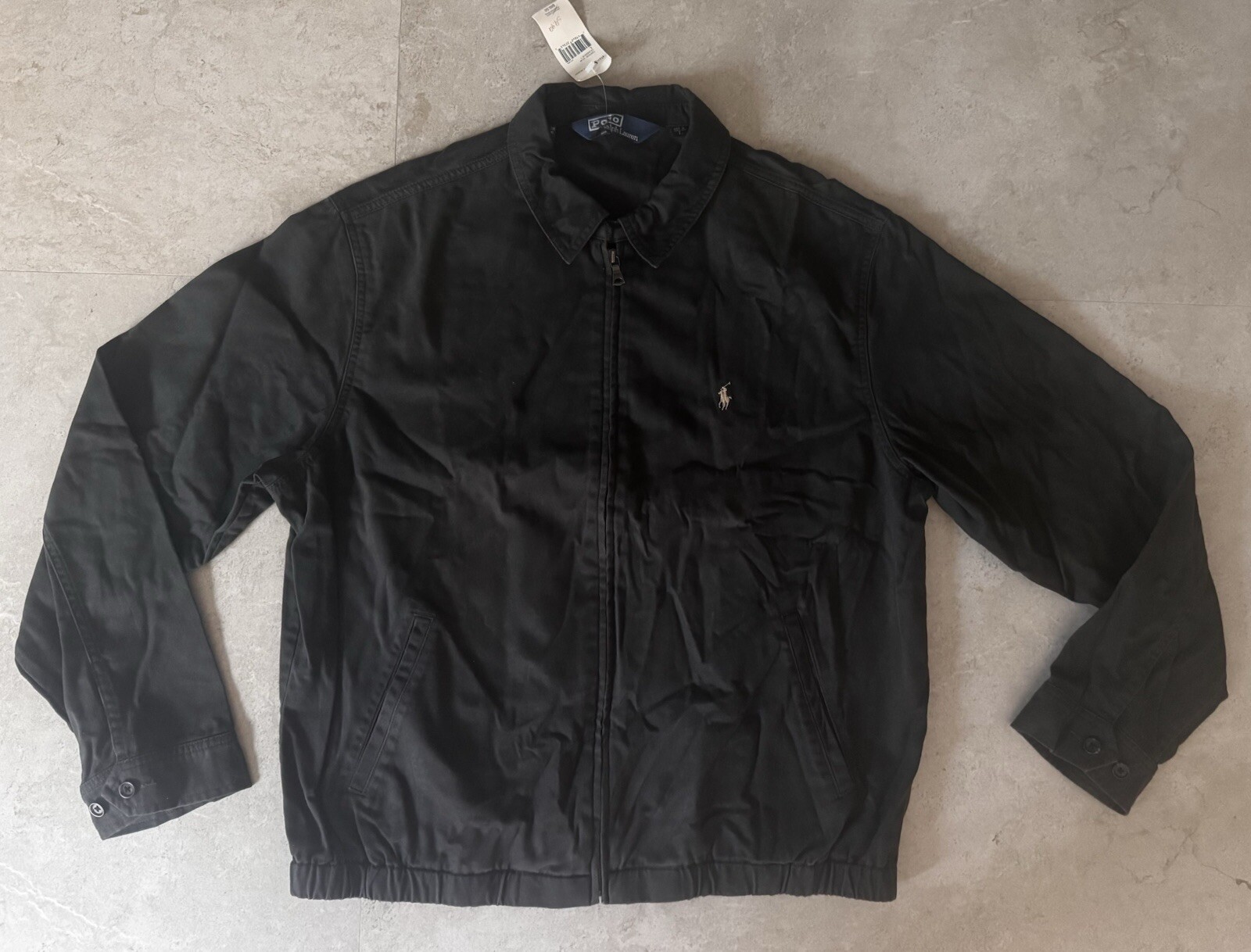 RALPH LAUREN POLO uomo classico Harrington nero giacca casual taglia L logo pony