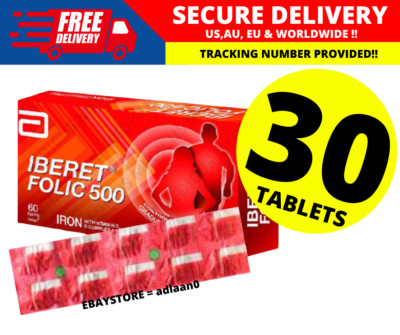 Abbott Iberet Folic 500 30'S - Supplement Iron Vitamin C B For Anemia Pregnancy