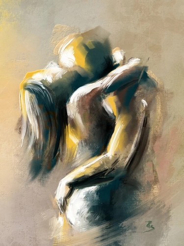 Couple Kiss Hug Abstract Canvas Painting Sexy Lovers Poster Canvas Mural Decor - Picture 11 of 13