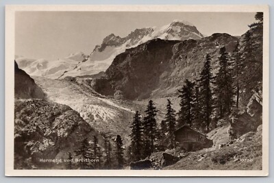 RPPC Zermatt Switzerland Breithorn Mt. Hermetje Trail, Pennine Alps UNP Postcard