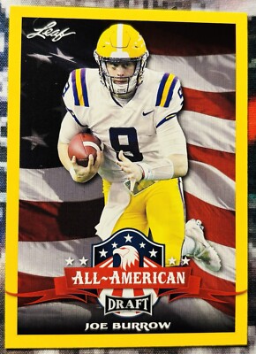 2020 Leaf Draft All American Draft Yellow Joe Burrow Rookie #61 Bengals ...