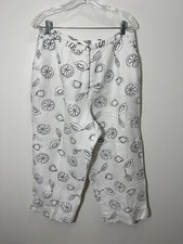 Vintage Laura Ashley 100 linen crop pants lemons embroidery size 14 White