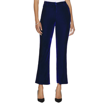 BCBGeneration Midnight Blue Velvet High RIse Boot Cut Pants Size Small NWT