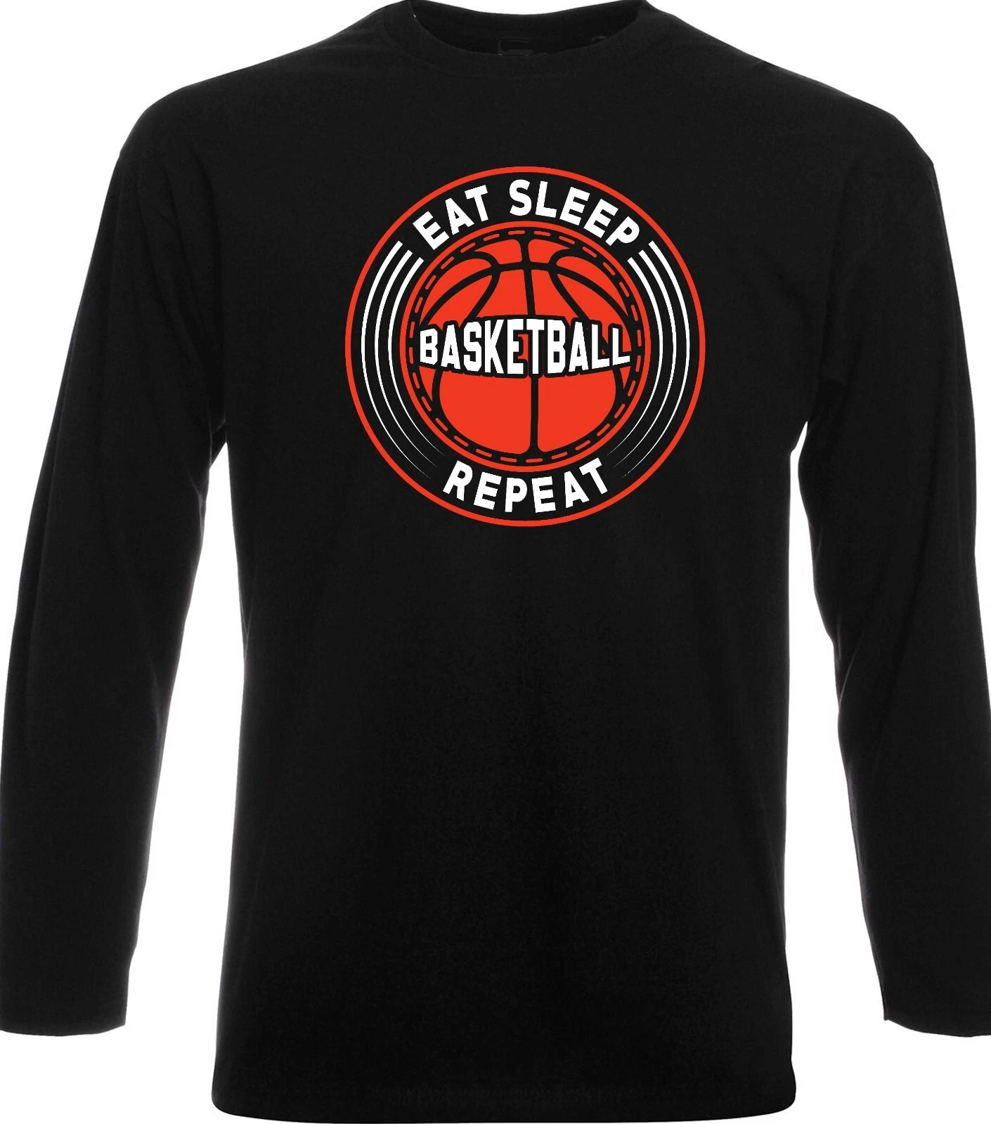 Men's Long Sleeve T-Shirt Basketball Eat Sleep Repeat Gift Sports Lover
