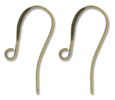 Ear Wire, Antiqued Brass Plated 26mm Flattened Fish Hook Earrings 12 OR 144 