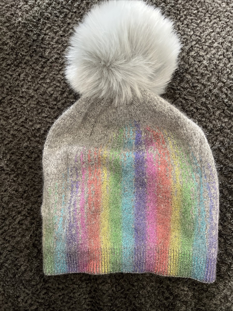 Adrienne Landau Metallic Rainbow Faux Fur Pom Beanie | eBay display picture 3