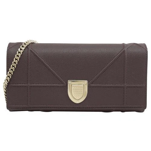 Dior Pochette Diorama Portefeuille bandoulière cuir bordeaux sur chaîne Neuf & étiquette