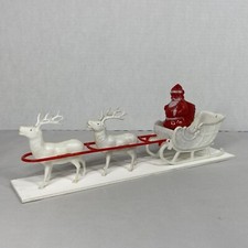 Vintage Irwin Santa Claus Sitting in Sleigh Pulled by 2 Reindeer Made in USA