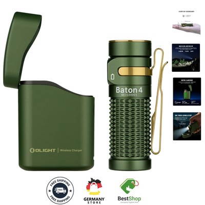 Elegante OLIGHT Baton 4 Mini - Hochleistungs LED Taschenlampe in OD Grün