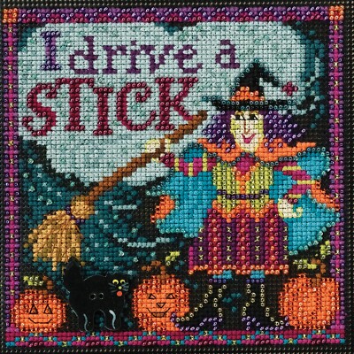I Drive a Stick Cross Stitch Kit Mill Hill 2016 Buttons & Beads Autumn MH141624