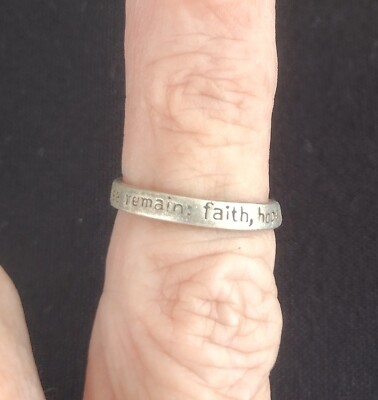 Sterling Silver Twisted Ring Size 6.5 ''Now These Three Remain Faith Hope Love...