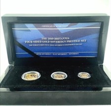 The 2019 Four-Sided Gold Proof Sovereign 3-Coin Prestige Set Britannia 4-Coins