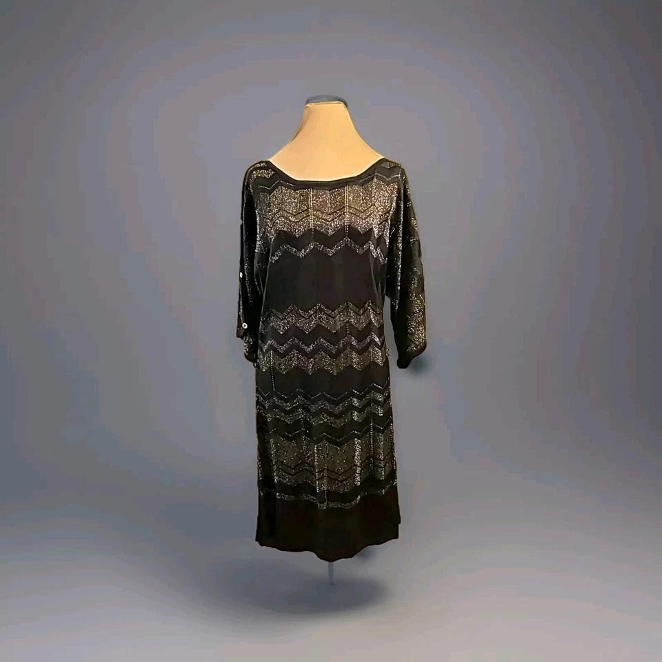 My Michelle легкий свитер платье Sz XL черное золото отлива 3/4 рукава - Изображение 3 из 4