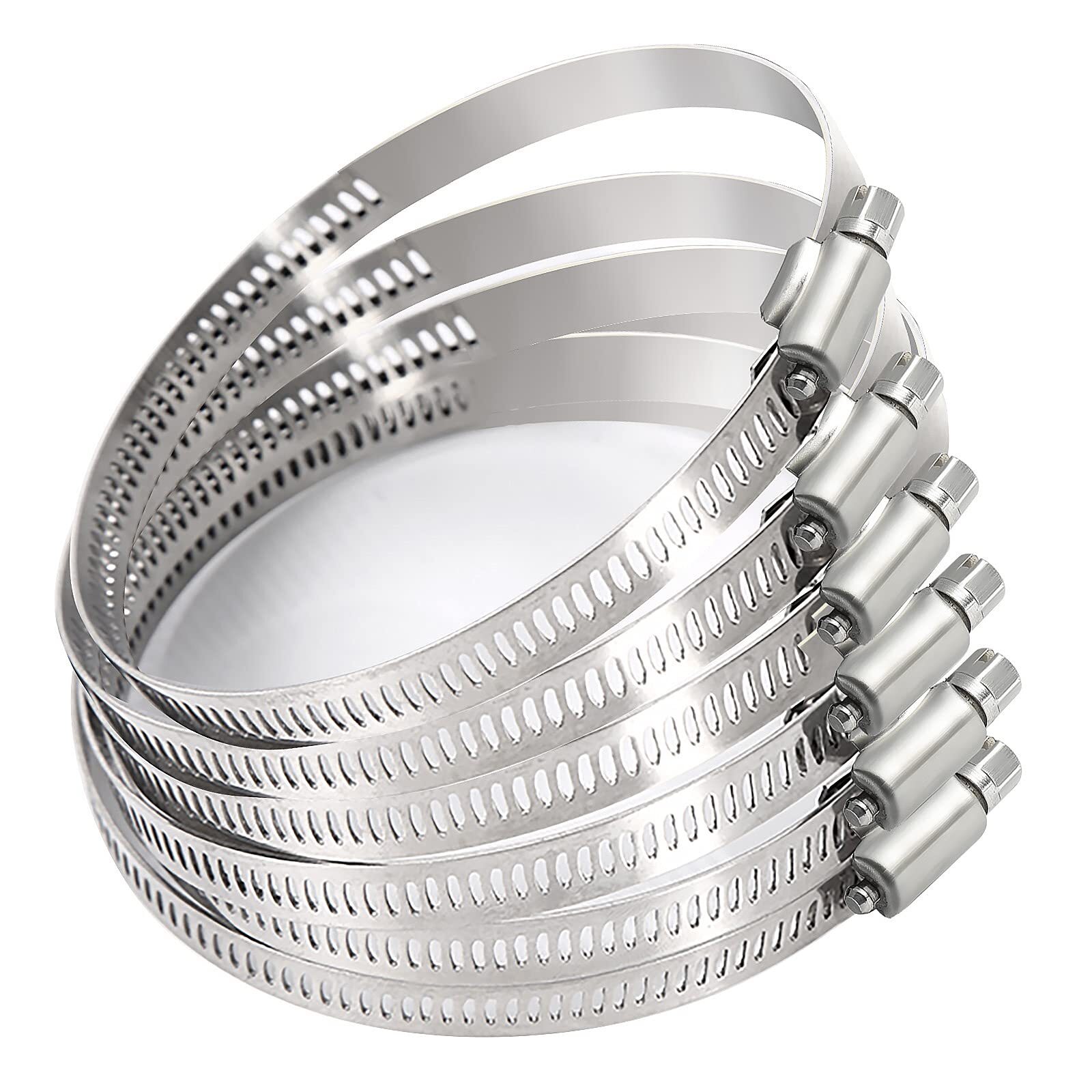 3-Inch Stainless Steel Worm Gear Hose Clamps - 6-Pack Adjustable Pipe Clamps