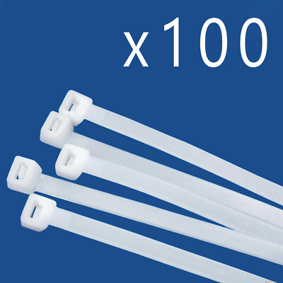 100 Fascette Stringicavo Nylon 8 Pollici 40 Libbre, Colore Bianco Naturale, Made In USA