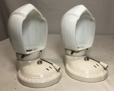 Vtg Porcelain Wall Sconce Pair Antique Ceramic Light Fixture Art Deco USA #i33