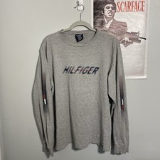 Vintage Tommy Hilfiger Athletics Long Sleeve Shirt Size Adult Large Gray