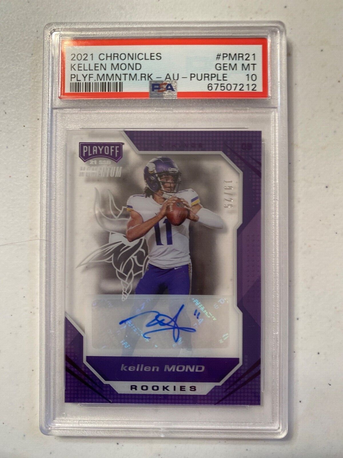 Kellen Mond Panini Chronicles Playoff Momentum Rookies #PMR21 Purple