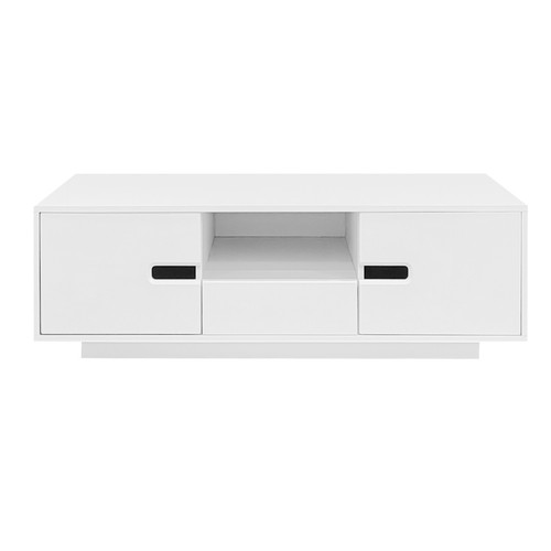 Modern Rectangle Coffee Table Center Table With Storage Drawers Doors LED Lights - Picture 4 of 44