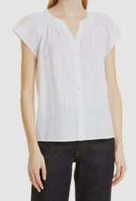 $148 Rails Women's White Alena Short-Sleeve Pleated Button-Up Shirt Top Size XL