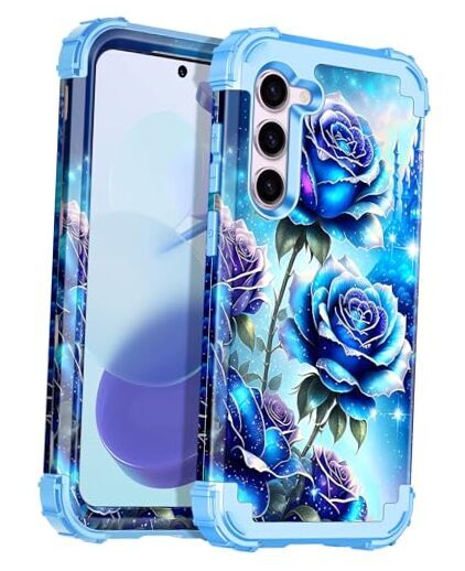 for Galaxy S23 5G Case,Glow in The Dark Samsung Galaxy S23,6.1 inch Blue Rose