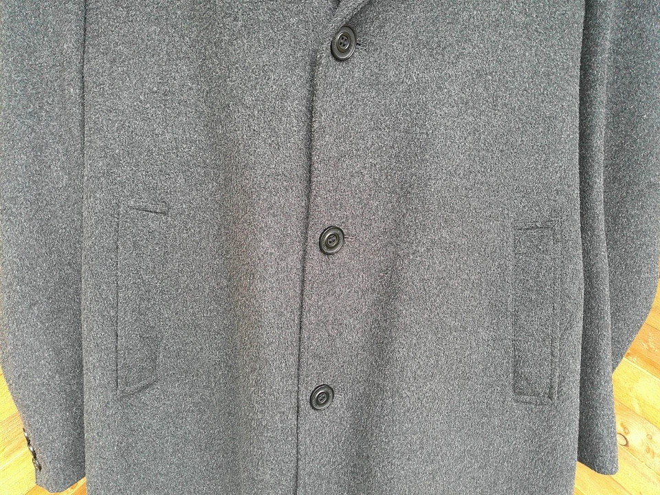 ITALIAN WESTEND WOOL Wesley trench coat Mens 48L Long Overcoat Charcoal Gray - Image 3 of 4